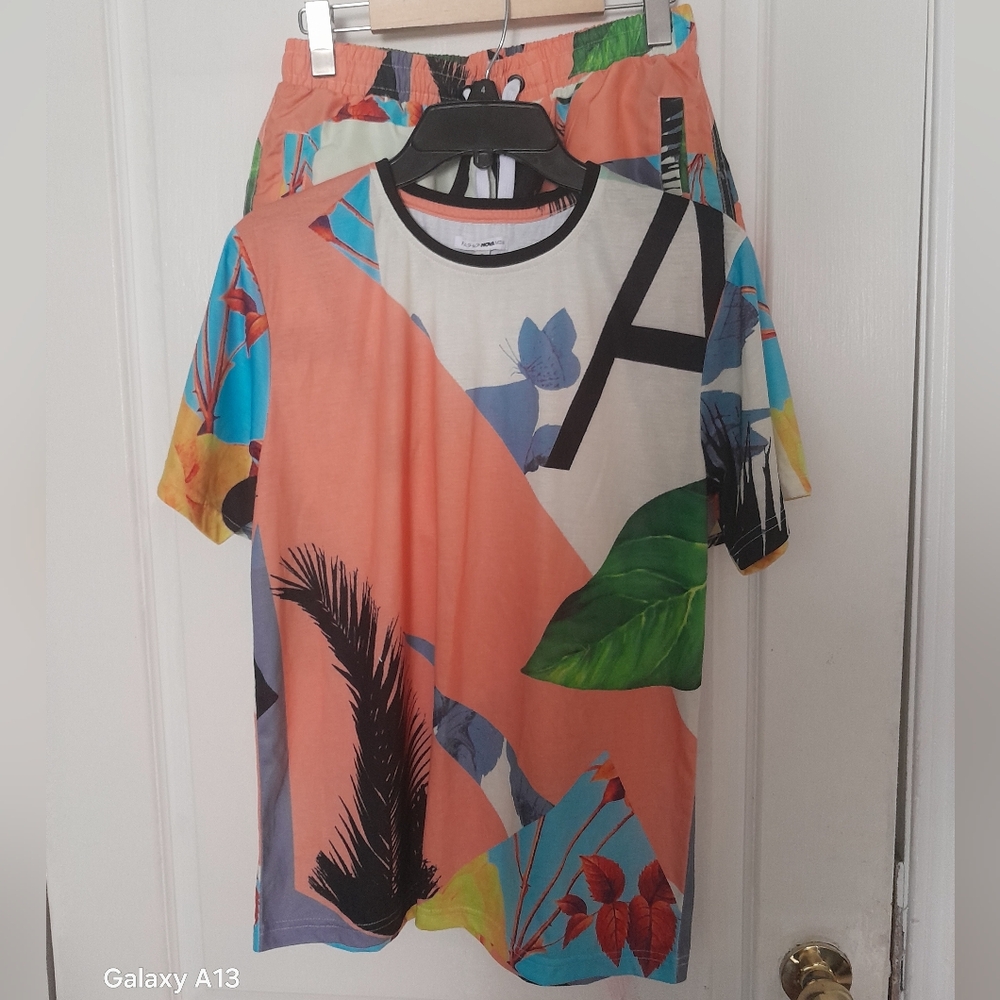 Fashion Nova Men Coral Tropical Print Set
